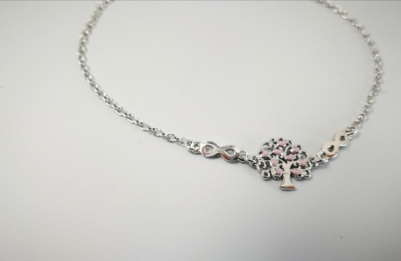 6-1-186886-2-Pulsera arbolito corazones rosa EBR17439 Rodio