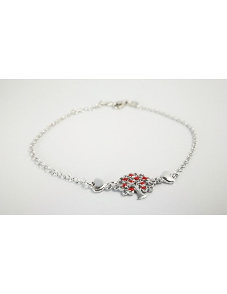 6-1-186933-1-Pulsera arbolito corazones rojo EBR17438 Rodio