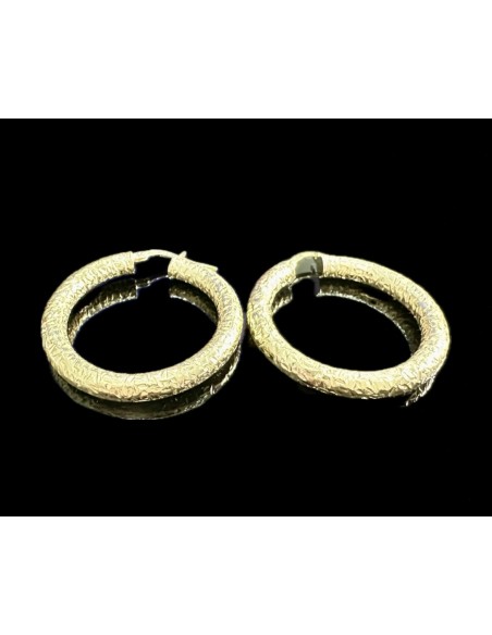 6-1-246575-1-Pendientes tipo aro rugoso de plata de ley 925 baño oro 18K, 4,6 cm