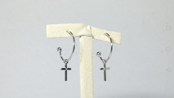 6-2-93033-2-Pendientes aro con cruz 17 mm