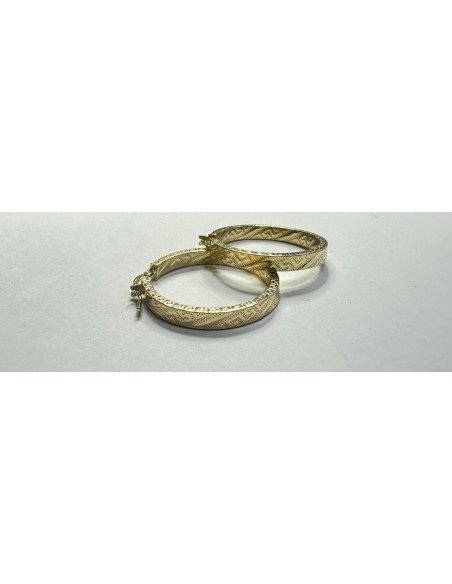 6-1-271788-2-Pendiente tipo aro con greca de plata de ley 925 baño oro 18K,D 2,5cm