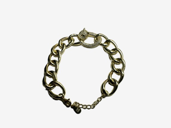 6-1-271853-3-Pulsera eslabones pantera circonitas de plata de ley 925 , baño oro 18K
