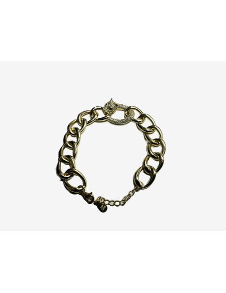 6-1-271854-3-Pulsera eslabones pantera circonitas de plata de ley 925 , baño oro 18K