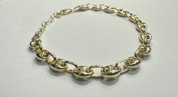 6-1-271864-2-Pulsera eslabones pailebote de plata de ley 925 , baño oro 18K