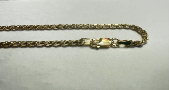 6-1-271907-1-Cadena cordón salomonico de plata de ley 925 con baño de oro 18K , L 50cm, A 2,3mm