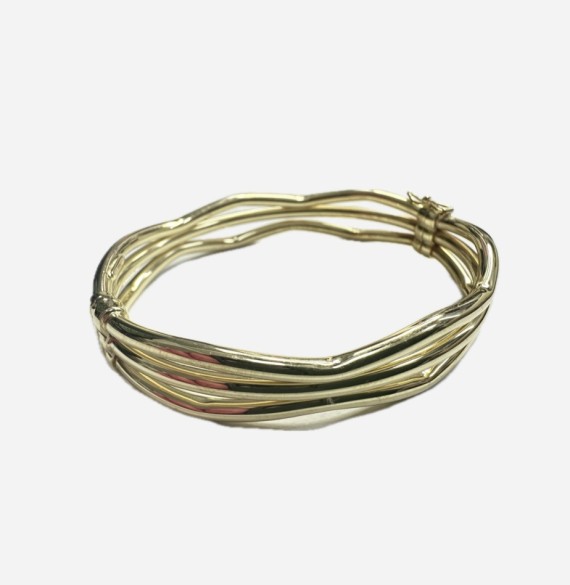 1-1-271842-2-Pulsera rígida triple de plata de ley 925 baño oro 18K