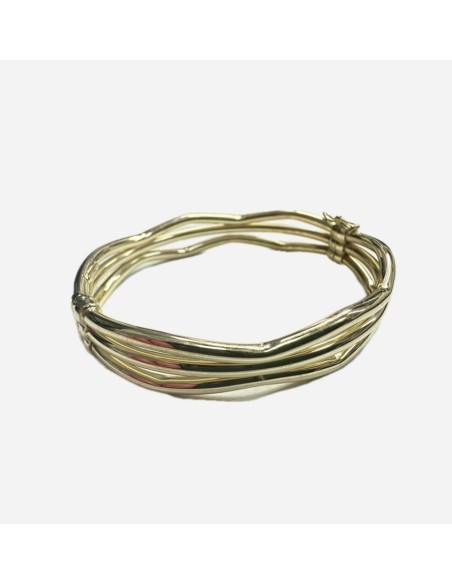 1-1-271842-2-Pulsera rígida triple de plata de ley 925 baño oro 18K