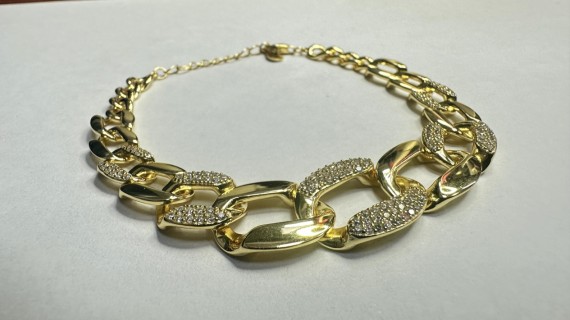 1-1-271846-1-Pulsera eslabones ovalados circonitas de plata de ley 925 , baño oro 18K