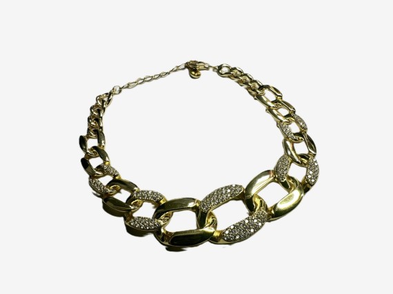 1-1-271846-2-Pulsera eslabones ovalados circonitas de plata de ley 925 , baño oro 18K