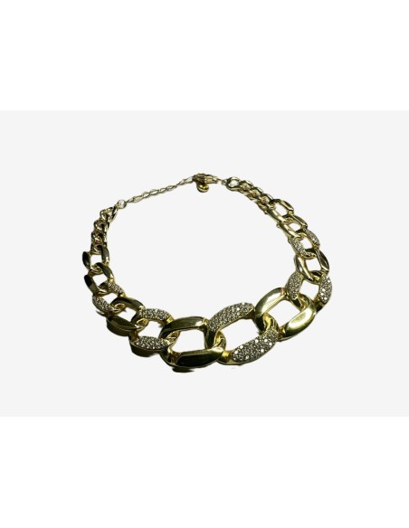 1-1-271846-2-Pulsera eslabones ovalados circonitas de plata de ley 925 , baño oro 18K