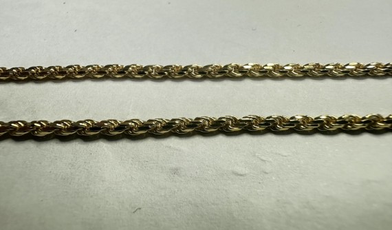 1-1-271904-2-Cadena cordón salomonico de plata de ley 925 con baño de oro 18K , L 50cm, A 2,3mm