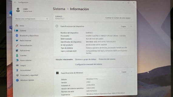 1-1-240803-5-Tablet Surface Pro 7 I7-1065 1.30Ghz 1.50Ghz 16 256 