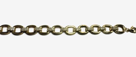 9-1-271847-2-Pulsera eslabones circonitas de plata de ley 925 , baño oro 18K