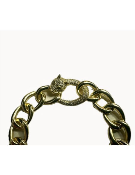9-1-271851-2-Pulsera eslabones pantera circonitas de plata de ley 925 , baño oro 18K