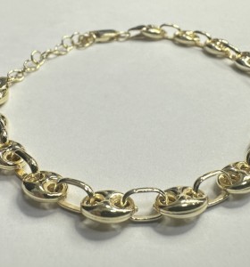 9-1-271862-1-Pulsera eslabones pailebote de plata de ley 925 , baño oro 18K