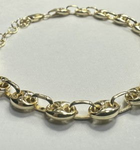 9-1-271863-1-Pulsera eslabones pailebote de plata de ley 925 , baño oro 18K 2