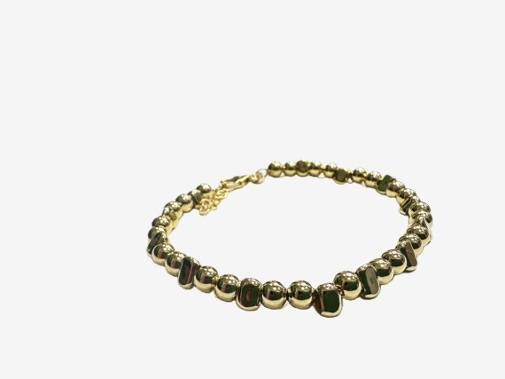 9-1-271877-2-Pulsera bolitas de plata de ley 925 , baño oro 18K