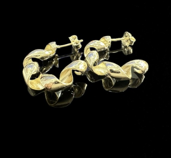 1-1-246617-1-Pendientes tipo aro redondo greca de plata de ley 925 baño oro 18K, 2,8 cm