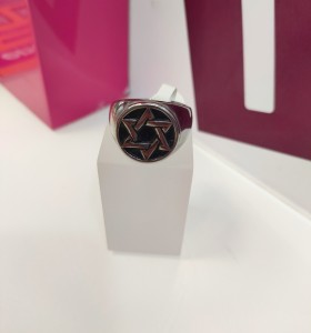 1-9-75494-1-Anillo acero plateado estrella de david T30