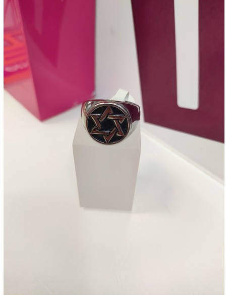 1-9-75494-1-Anillo acero plateado estrella de david T30