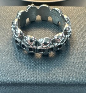 1-9-75695-1-Anillo acero plateado de calavera T19