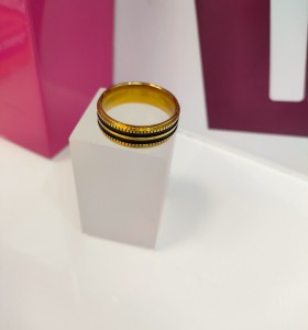 1-9-75763-1-Anillo acero dorado con dos lineas negras T27