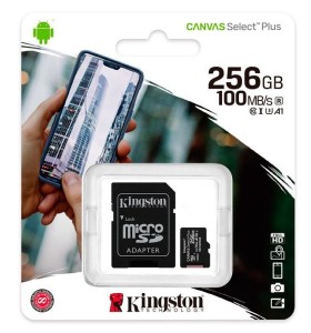 9-9-66658-1-Tarjeta de memoria Micro SD Kingston CANVAS Select Plus 256GB CL10 UHS-i Adaptador