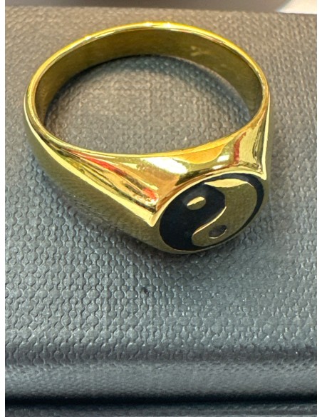 7-9-75583-1-Anillo acero dorado con simbolo de yin y yang T27