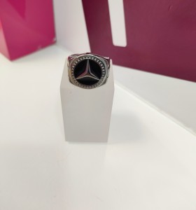 7-9-75472-1-Anillo acero plateado sello mercedes benz T20
