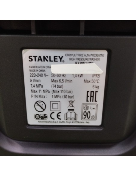 6-6-162701-2-Limpiadora Alta Presion Stanley SXPW14PE (sin Uso)