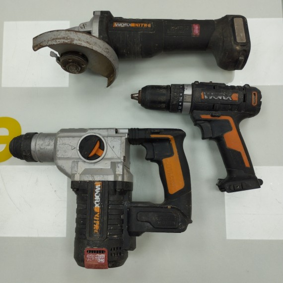 6-6-163182-1-Herramientas Eléctricas Lote Worx Martillo Taladro Y Amoladora