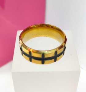 6-9-75752-1-Anillo acero dorado con lineas negras T18