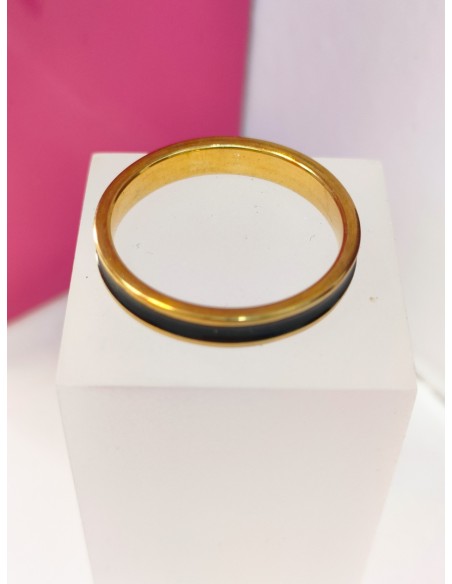 6-9-75833-1-Anillo acero dorado con linea negra T24