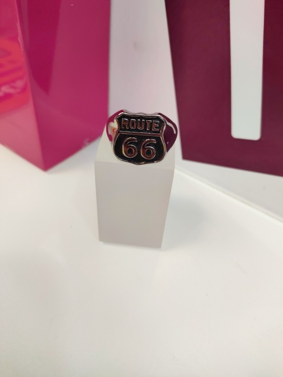 6-9-75500-1-Anillo acero plateado route 66 T30