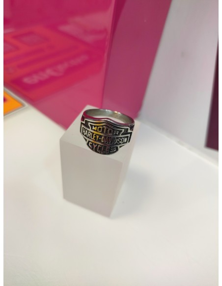 6-9-75608-1-Anillo acero plateado harley davidson T25