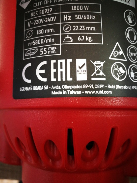 1-1-247347-2-Sierra Circular TC180 RUBI Kit De Sierra Circular Para Trabajos Pesados 1800W En Húmedo Y En Seco