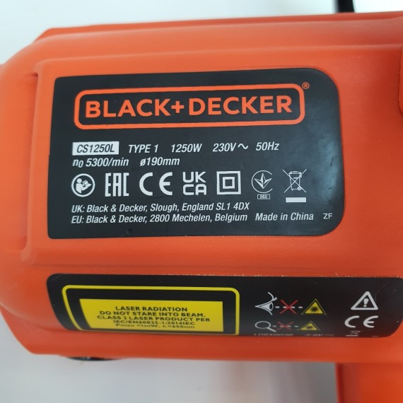 1-1-256443-3-Sierra Circular BlackDecker CS1250L Con Guía Láser 1250 W 230 V
