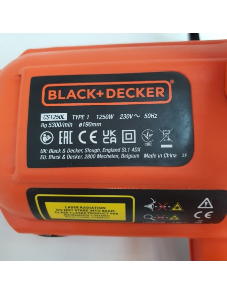 1-1-256443-3-Sierra Circular BlackDecker CS1250L Con Guía Láser 1250 W 230 V