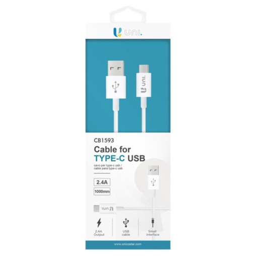 8-8-75941-1-Cable USB(A) a tipo C 2,4A 1M Blanco