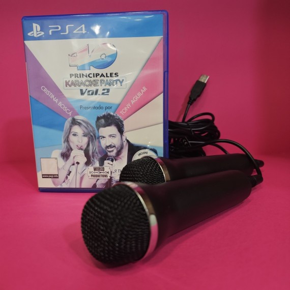 8-8-64805-1-Videojuego PS4 40 Principales Karaoke party vol.2 microfonos