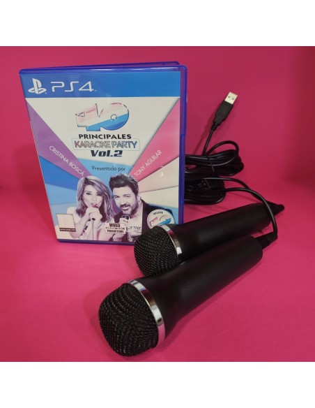 8-8-64805-2-Videojuego PS4 40 Principales Karaoke party vol.2 microfonos