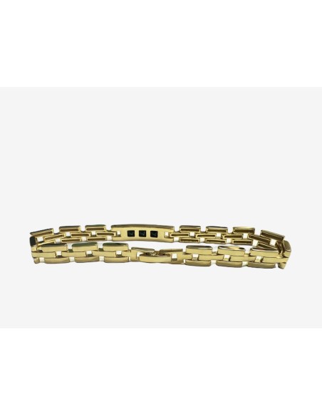 7-1-271872-4-Pulsera semirrígida piedras negras de plata de ley 925 , baño oro 18K