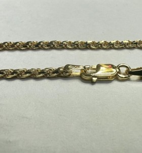 7-1-271900-1-Cadena cordón salomonico de plata de ley 925 con baño de oro 18K , L 50cm, A 2,3mm