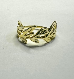 7-1-271771-4-Anillo con hojas de plata de ley 925 baño oro 18K