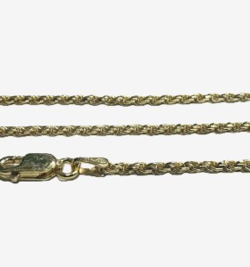 7-1-271889-1-Cadena cordón salomonico de plata de ley 925 con baño de oro 18K , L 50cm, A 2,3mm