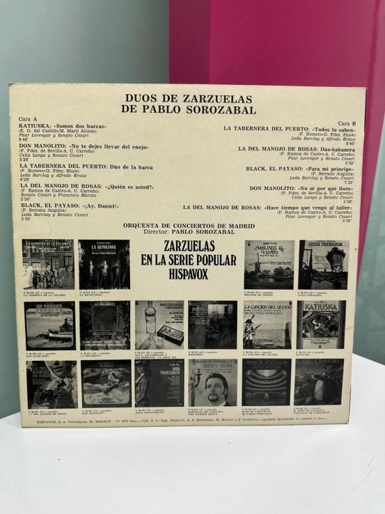 9-9-49196-2-Sonido Vinilo Pablo Sorozabal. Duos de Zarzuelas