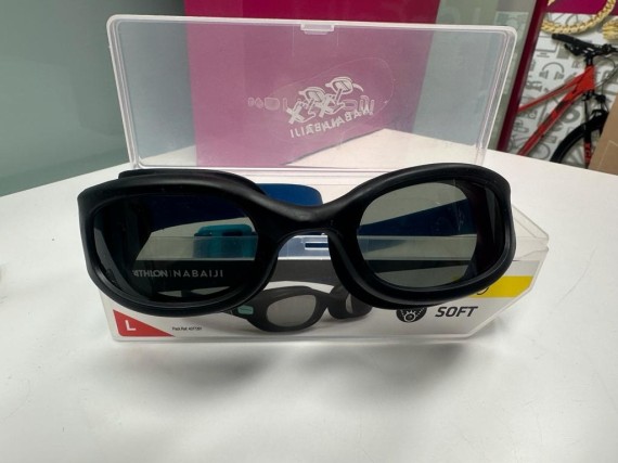 9-9-59175-1-Gafas Natación Nabaiji Gafas Natación Soft Negro Azul Cristales Ahumados Talla L