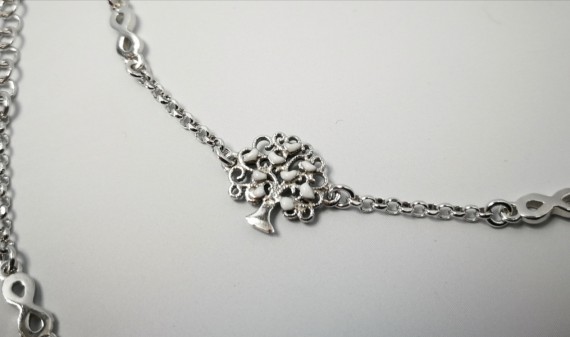 9-1-186971-3-Pulsera arbolito corazones blanco y lila EBR17436 Rodio