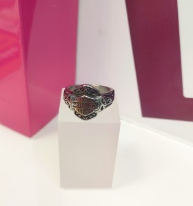 9-9-75602-1-Anillo acero plateado harley davidson T26