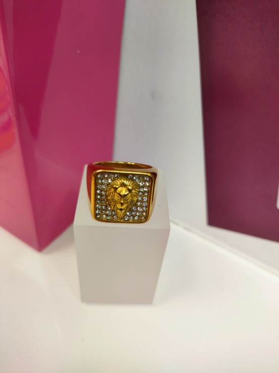 9-9-75656-1-Anillo acero dorado con simbolo de leon T16